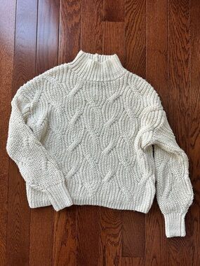 American Eagle Outfitters Cream Cable Turtleneck Sweater
